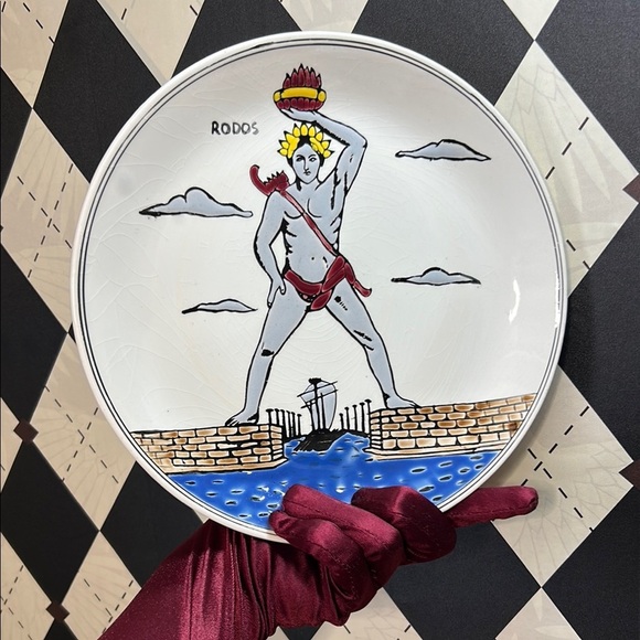 Greek Handmade Decorative Plates – Dakas Rhodes & Manousakis Colossus Set of 2 - Picture 15 of 15